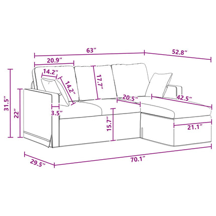 Sofa Mørkegrå 178 x 134 x 80 cm Fløjl