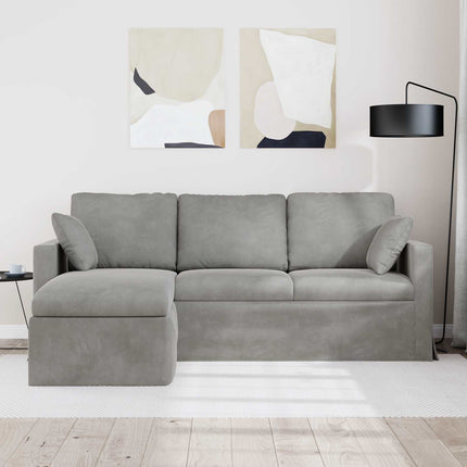 Sofa Lysegrå 198 x 134 x 80 cm Fløjl