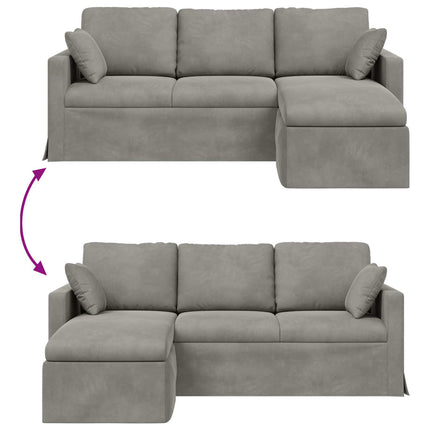 Sofa Lysegrå 198 x 134 x 80 cm Fløjl