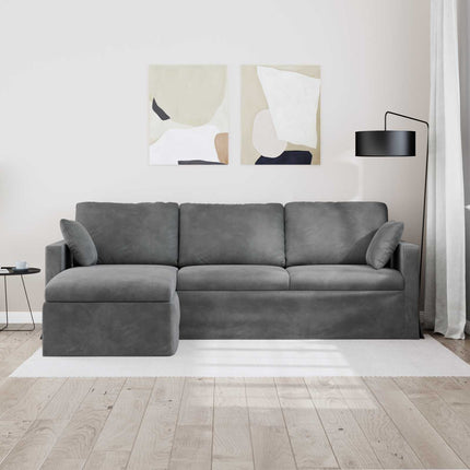 Sofa Mørkegrå 228 x 134 x 80 cm Fløjl