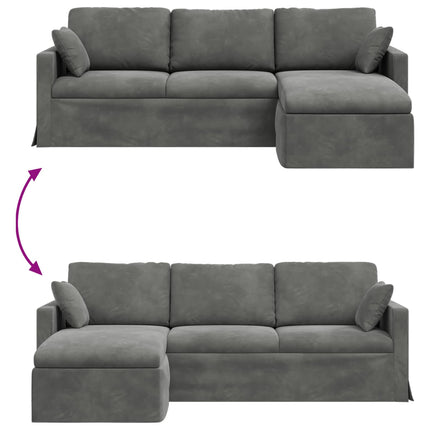 Sofa Mørkegrå 228 x 134 x 80 cm Fløjl