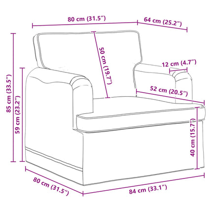 Sofa Creme 84 x 80 x 85 cm Stof