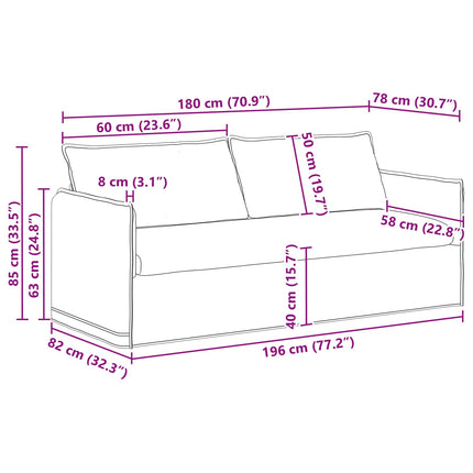 Sofa Gråbrun 196 x 82 x 85 cm Stof