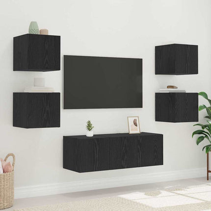 TV vægskab 30,5 x 35 x 30 cm Sort eg Konstrueret træ