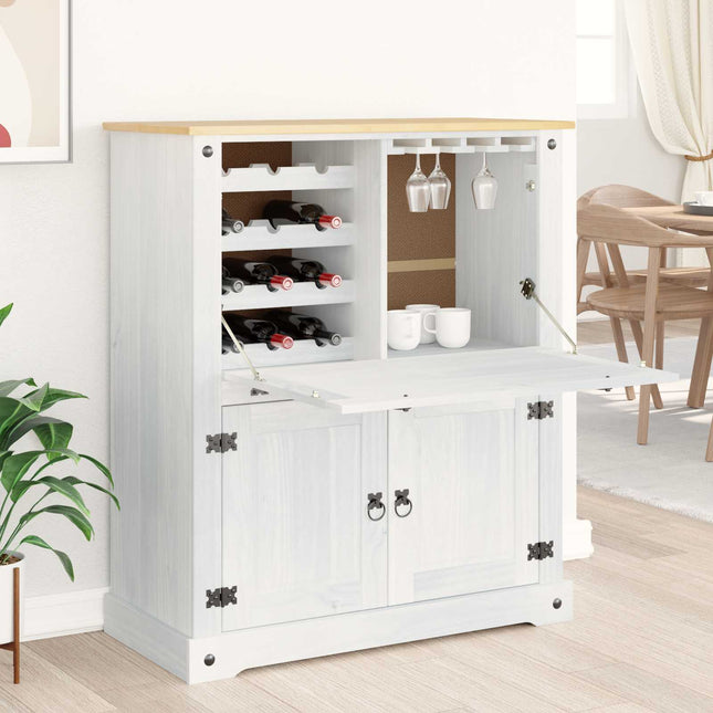 Vinskab Hvid 97 x 45 x 114 cm Massiv fyrretræ