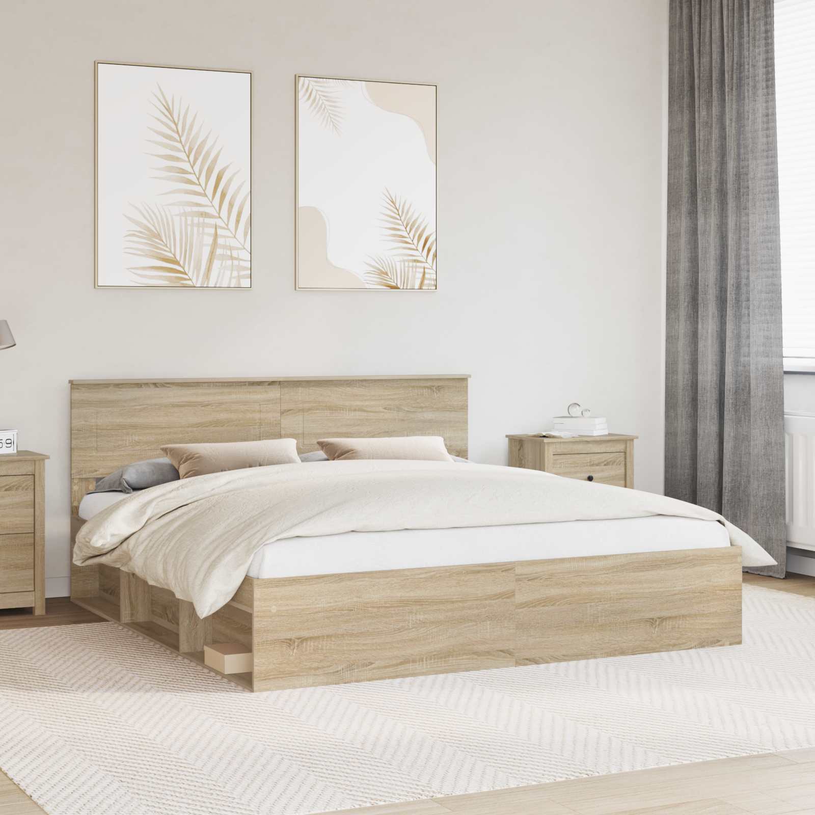 Sengestel med hovedgærde Sonoma 200 x 200 cm Konstrueret træ