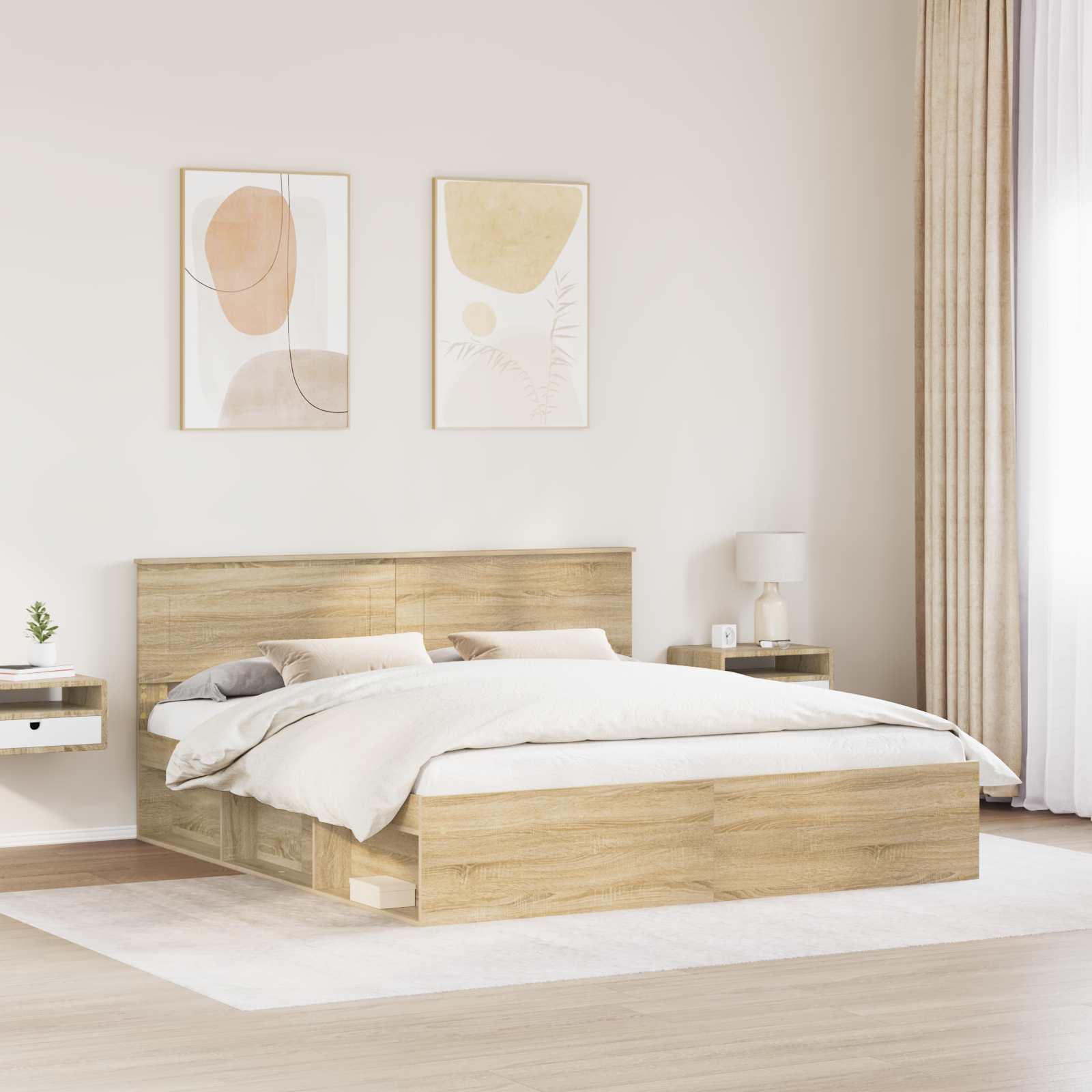 Sengestel med hovedgærde Sonoma 200 x 200 cm Konstrueret træ