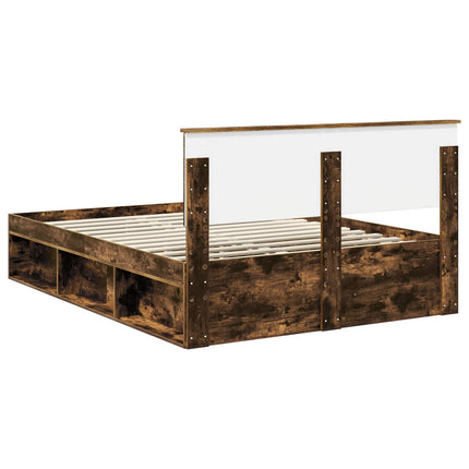 Sengestel med hovedgærde Røget eg 150 x 200 cm Konstrueret træ