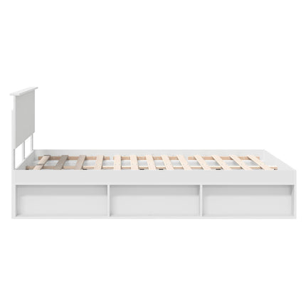 Sengestel med hovedgærde Hvid 140 x 190 cm Konstrueret træ