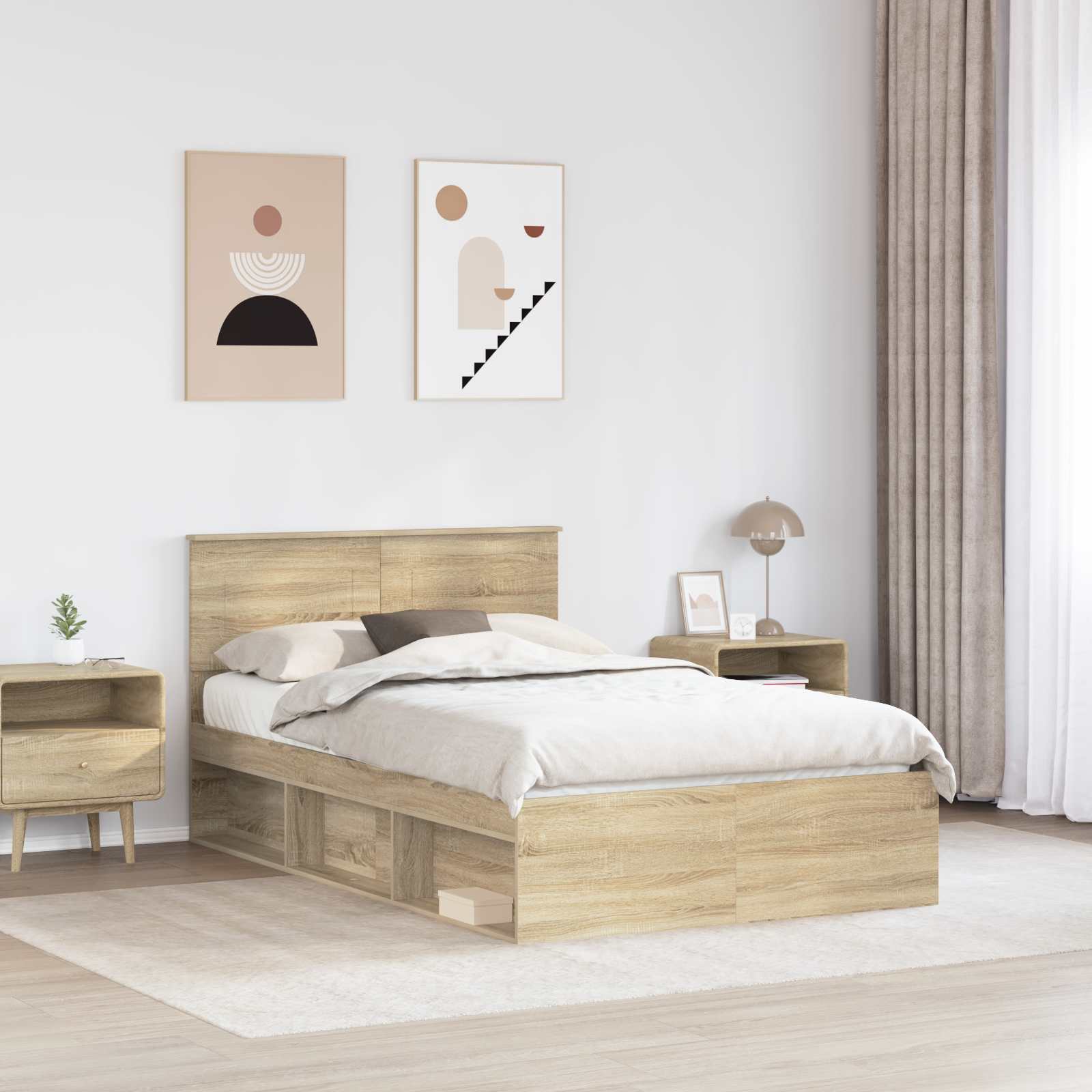 Sengestel med hovedgærde Sonoma 120 x 190 cm Konstrueret træ