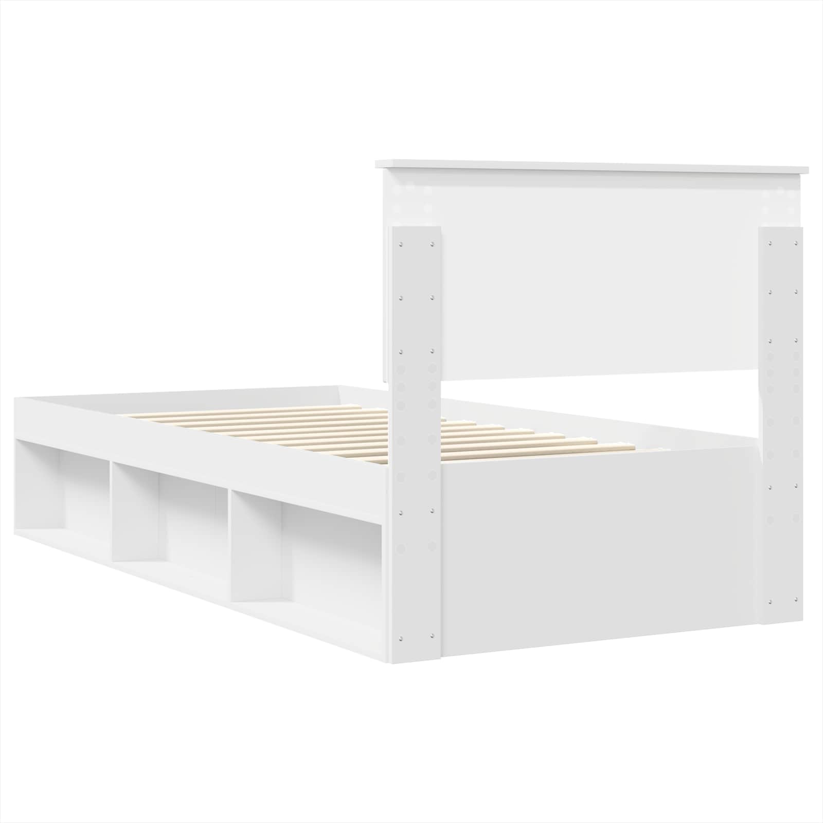 Sengestel med hovedgærde Hvid 75 x 190 cm Konstrueret træ