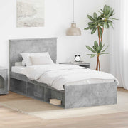 Sengestel med hovedgærde Beton Grå 75 x 190 cm Konstrueret træ