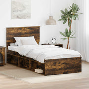 Sengestel med hovedgærde Røget eg 75 x 190 cm Konstrueret træ
