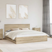 Sengestel med skuffe Sonoma eg 200 x 200 cm Ingeniørtræ
