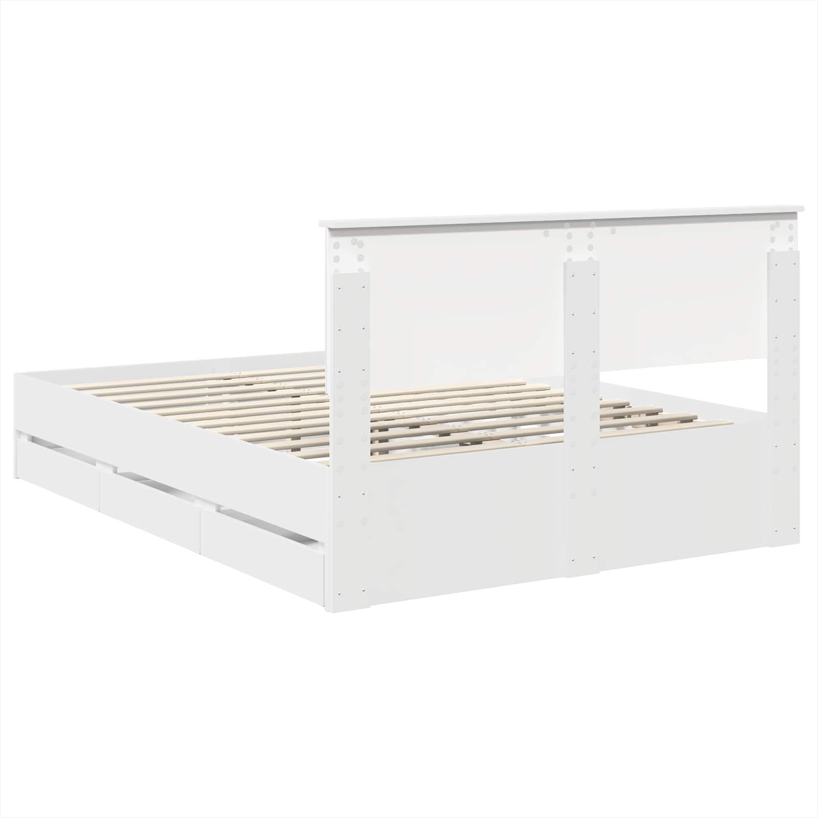 Sengestel med skuffe Hvid 160 x 200 cm Ingeniørtræ