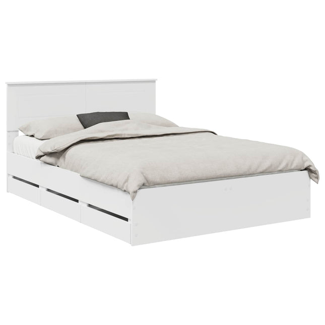 Sengestel med skuffe Hvid 140 x 190 cm Ingeniørtræ