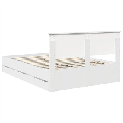 Sengestel med skuffe Hvid 140 x 190 cm Ingeniørtræ