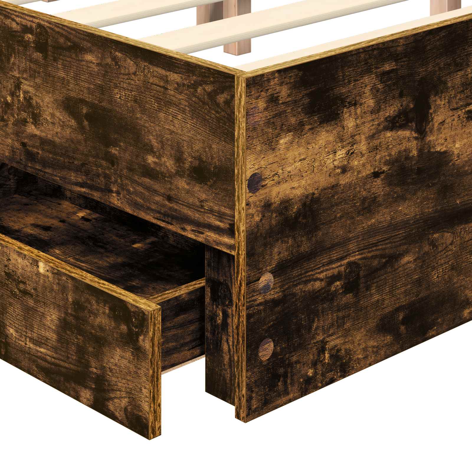 Sengestel med skuffe Røget eg 135 x 190 cm Ingeniørtræ