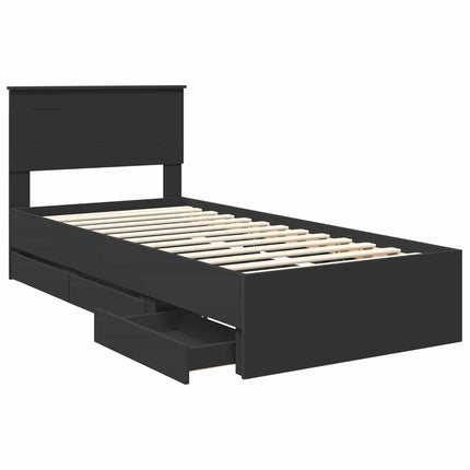 Sengestel med skuffe Sort 90 x 190 cm Ingeniørtræ