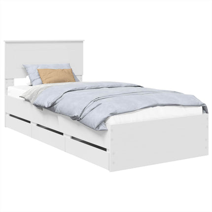 Sengestel med skuffe Hvid 90 x 200 cm Ingeniørtræ