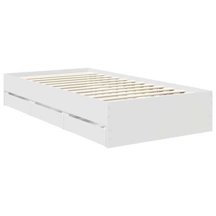 Sengestel med skuffe Hvid 90 x 200 cm Ingeniørtræ