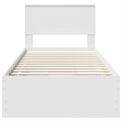 Sengestel med skuffe Hvid 90 x 200 cm Ingeniørtræ