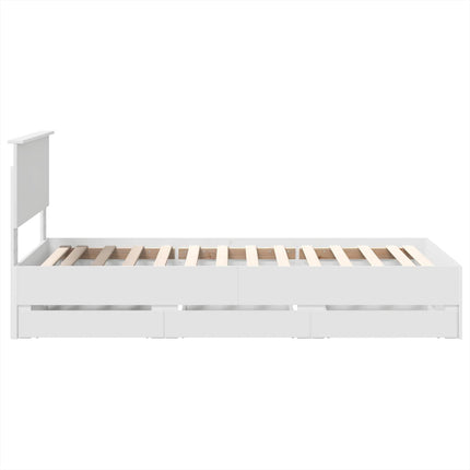 Sengestel med skuffe Hvid 90 x 200 cm Ingeniørtræ