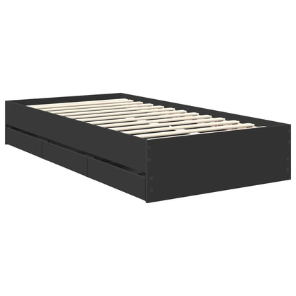 Sengestel med skuffe Sort 90 x 200 cm Ingeniørtræ