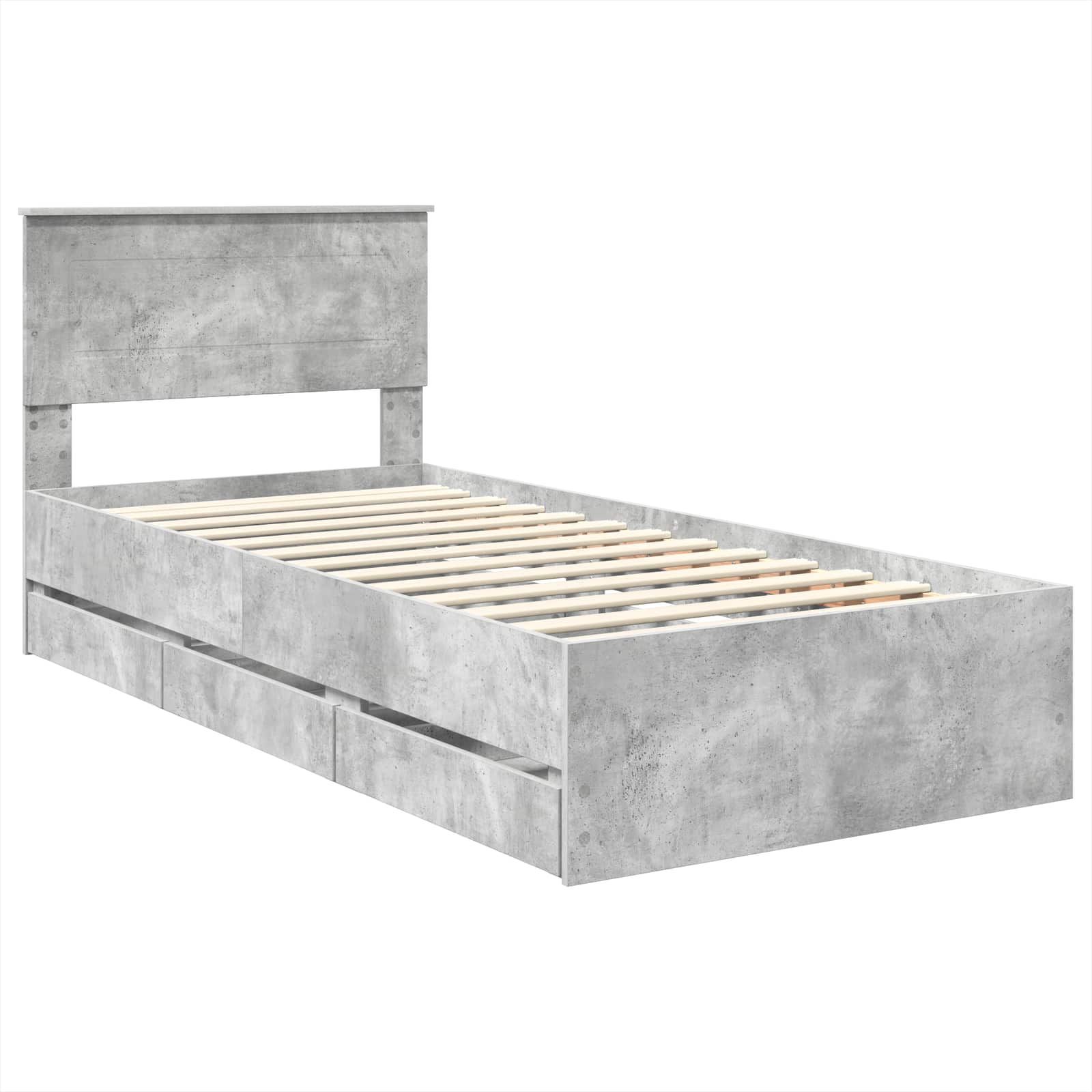 Sengestel med skuffe Beton Grå 90 x 200 cm Ingeniørtræ