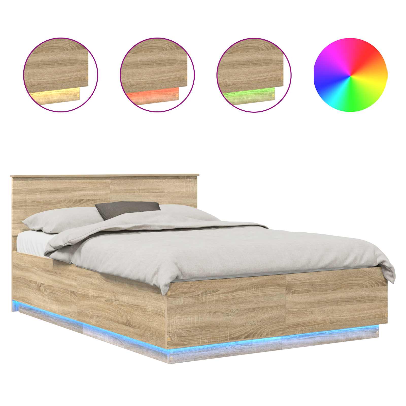 Sengestel med hovedgærde Sonoma eg 140 x 200 cm Konstrueret træ