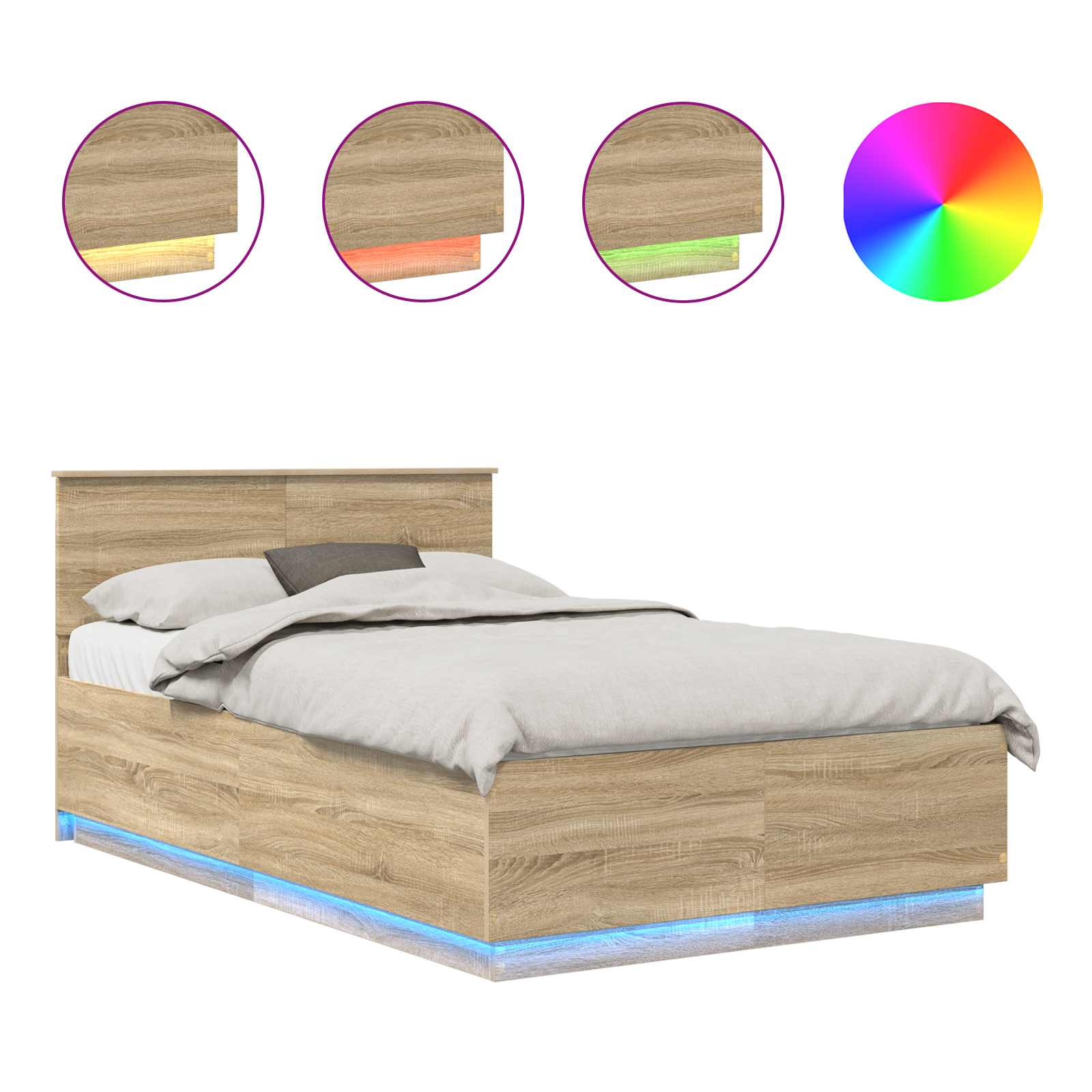 Sengestel med hovedgærde Sonoma eg 120 x 190 cm Konstrueret træ