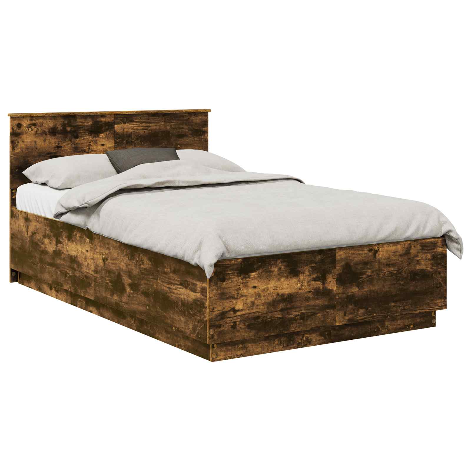 Sengestel med hovedgærde Røget eg 120 x 190 cm Konstrueret træ