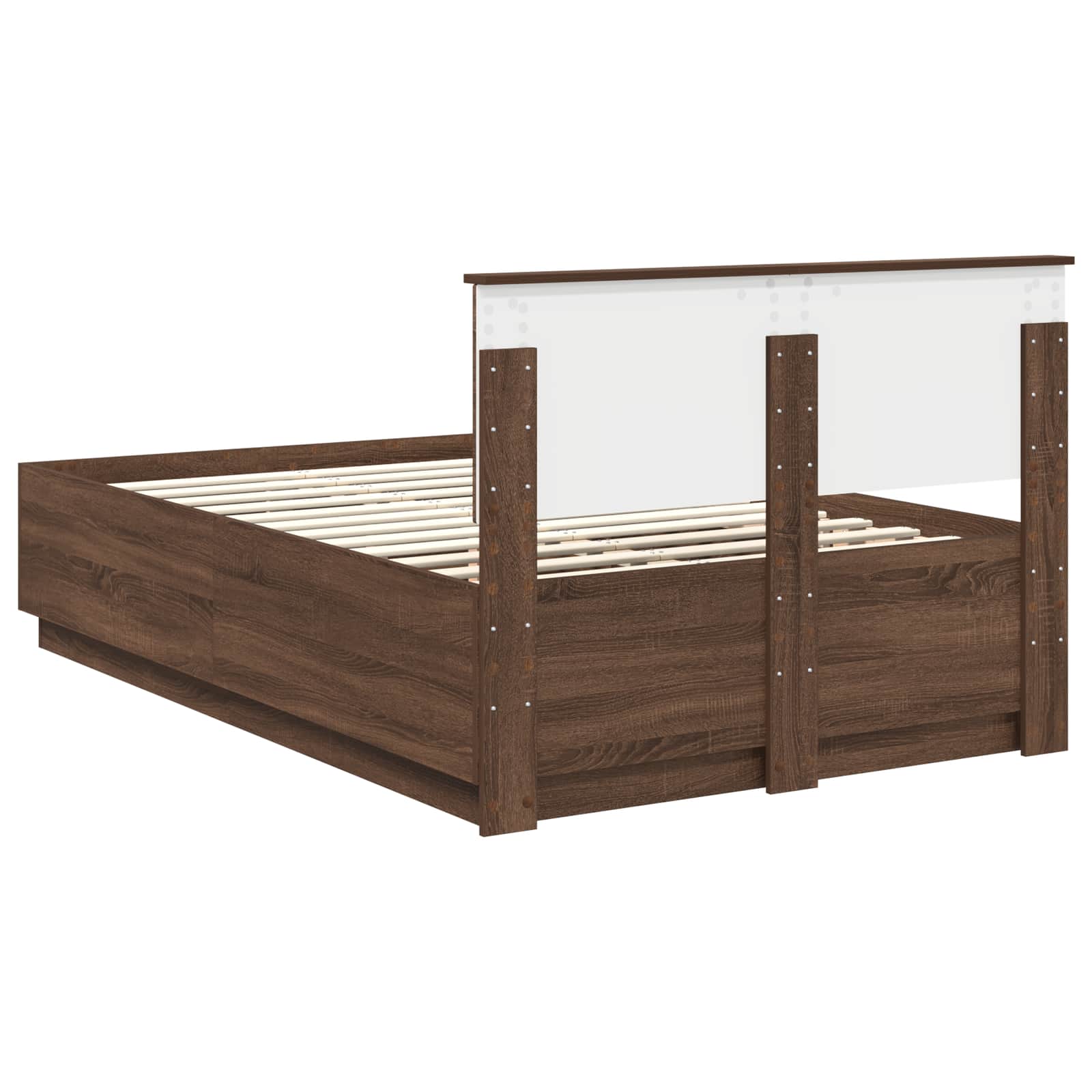 Sengestel med hovedgærde Brun eg 120 x 190 cm Konstrueret træ