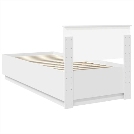 Sengestel med LED-lysstrimler Hvid 70 x 190 cm Konstrueret træ