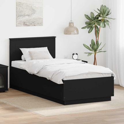 Sengestel med hovedgærde Sort 90 x 190 cm Konstrueret træ