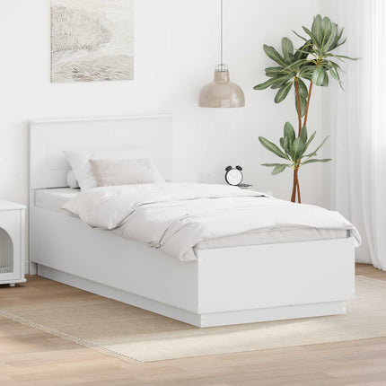 Sengestel med hovedgærde Hvid 75 x 190 cm Konstrueret træ