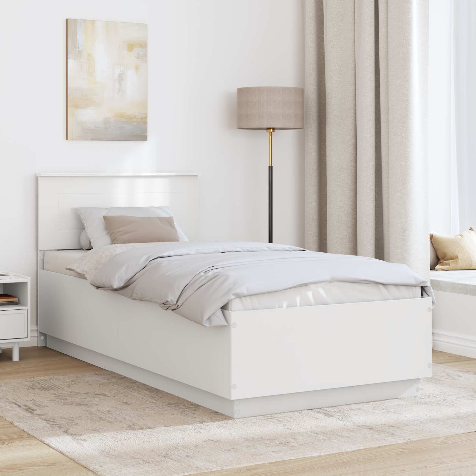 Sengestel med hovedgærde Hvid 75 x 190 cm Konstrueret træ