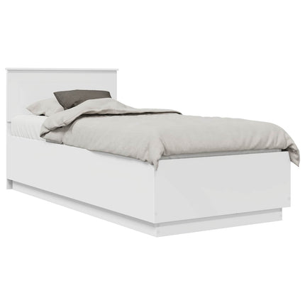 Sengestel med hovedgærde Hvid 75 x 190 cm Konstrueret træ