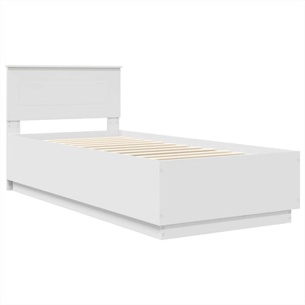Sengestel med hovedgærde Hvid 75 x 190 cm Konstrueret træ