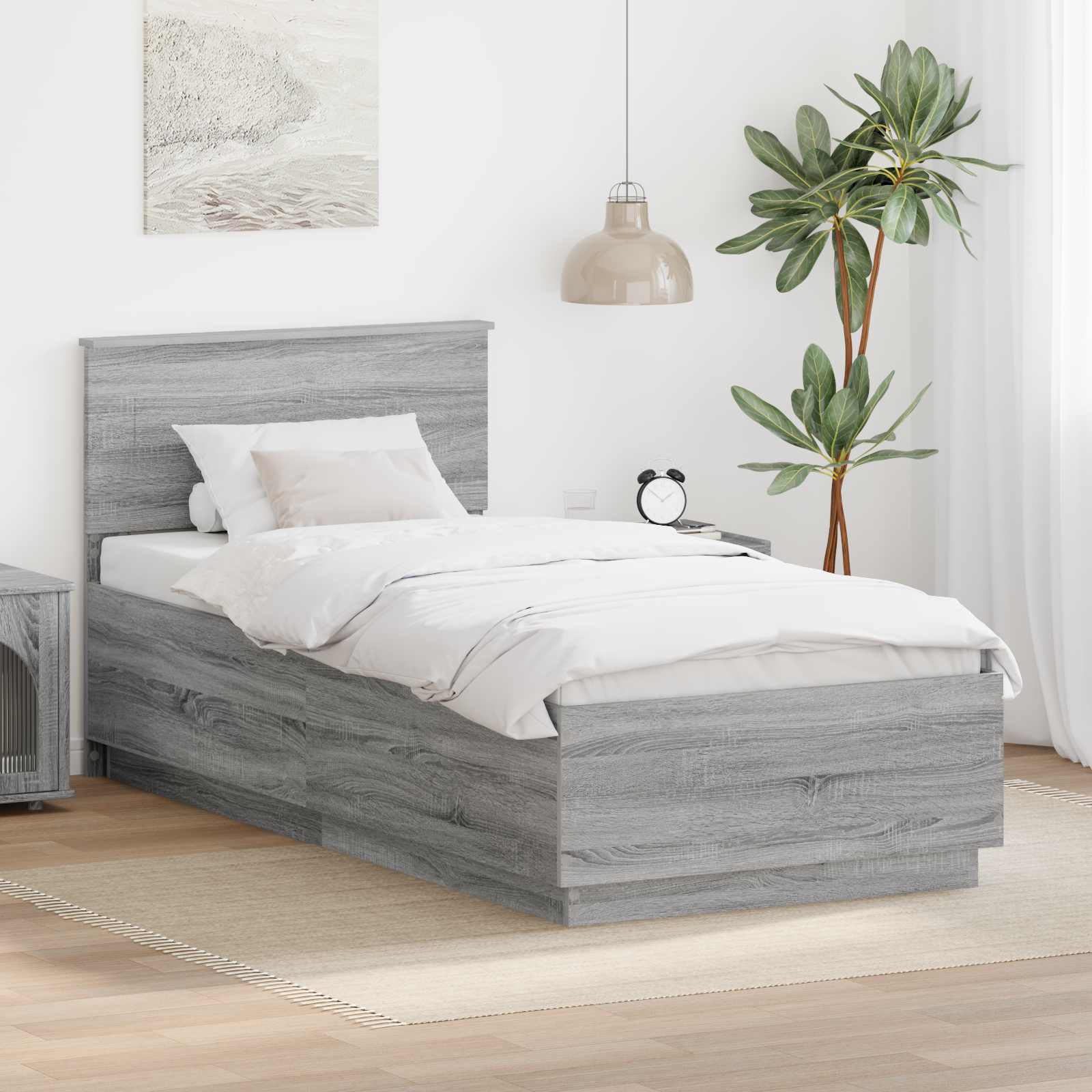 Sengestel Grå sonoma-eg 70 x 190 cm Konstrueret træ