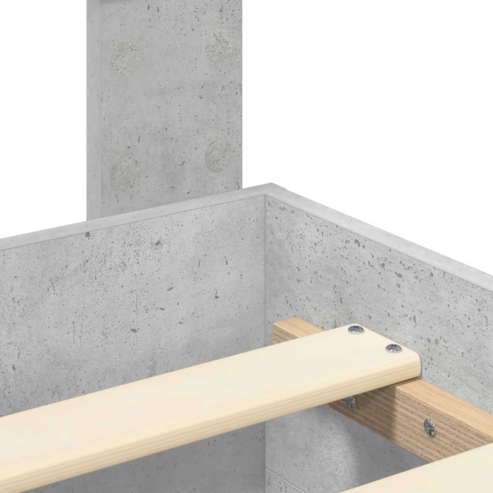 Sengestel med hovedgærde Beton Grå 200 x 200 cm Konstrueret træ