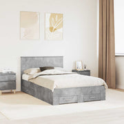 Sengestel med hovedgærde Beton Grå 135 x 190 cm Konstrueret træ