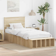 Sengestel med hylde Sonoma eg 100 x 200 cm Konstrueret træ