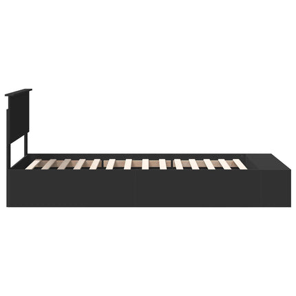 Sengestel med hylde Sort 90 x 190 cm Konstrueret træ