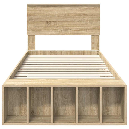 Sengestel med hylde Sonoma eg 90 x 190 cm Konstrueret træ