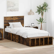 Sengestel med hylde Røget eg 75 x 190 cm Konstrueret træ