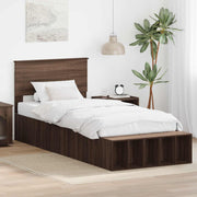 Sengestel med hylde Brun eg 75 x 190 cm Konstrueret træ