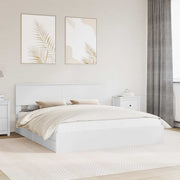 Opbevaringsseng med skuffe Hvid 180 x 200 cm Konstrueret træ