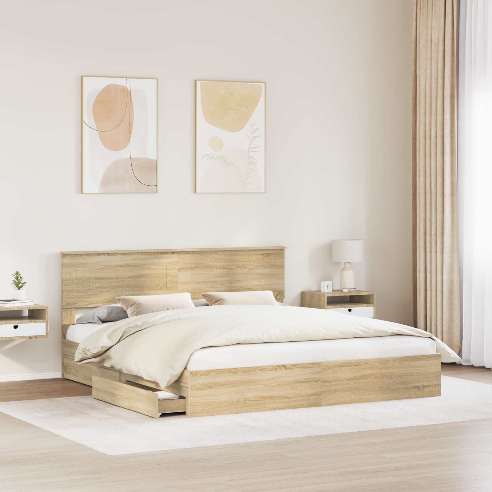 Opbevaringsseng Sonoma eg 180 x 200 cm Konstrueret træ