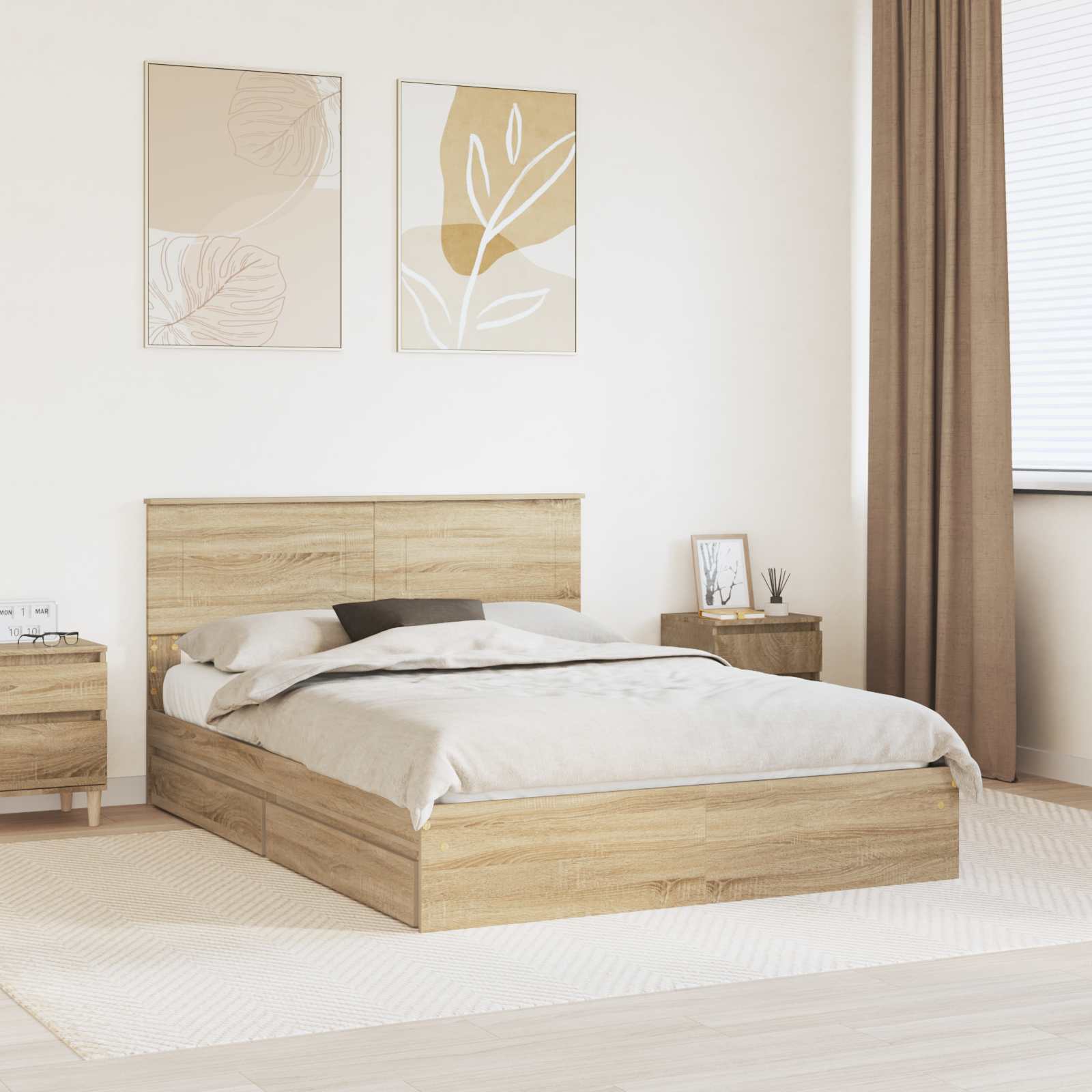 Opbevaringsseng Sonoma eg 140 x 190 cm Konstrueret træ